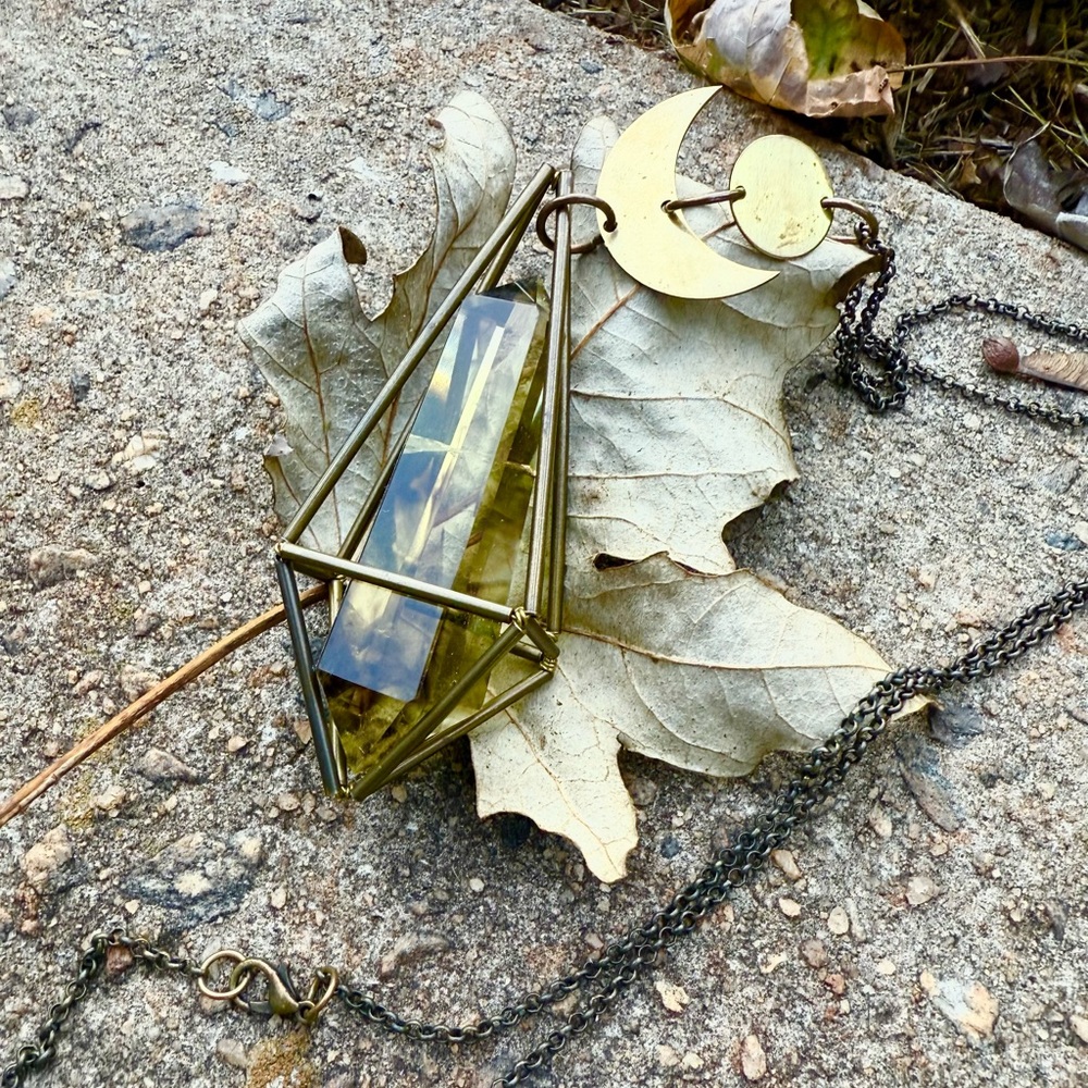 Smokey Citrine Moon Phase Necklace